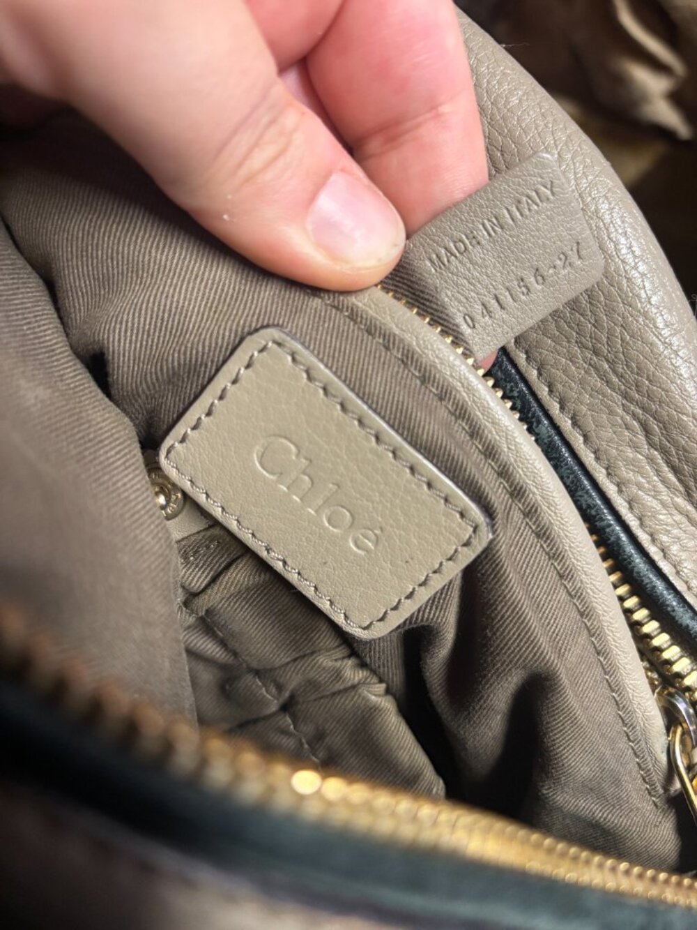 Chloe Marcie Gray Beige Leather Handbag-Authentic - Picture 7 of 9
